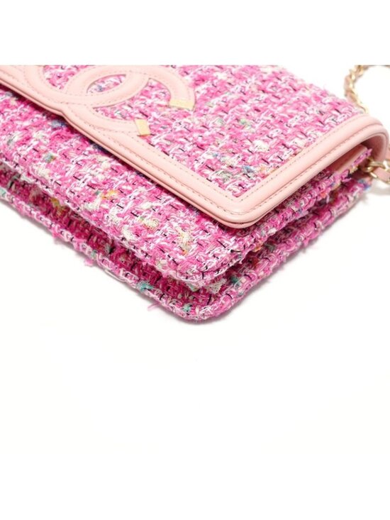 Chanel Shoulder Bag Filigree Tweed Chain Wallet - Picture 6 of 10